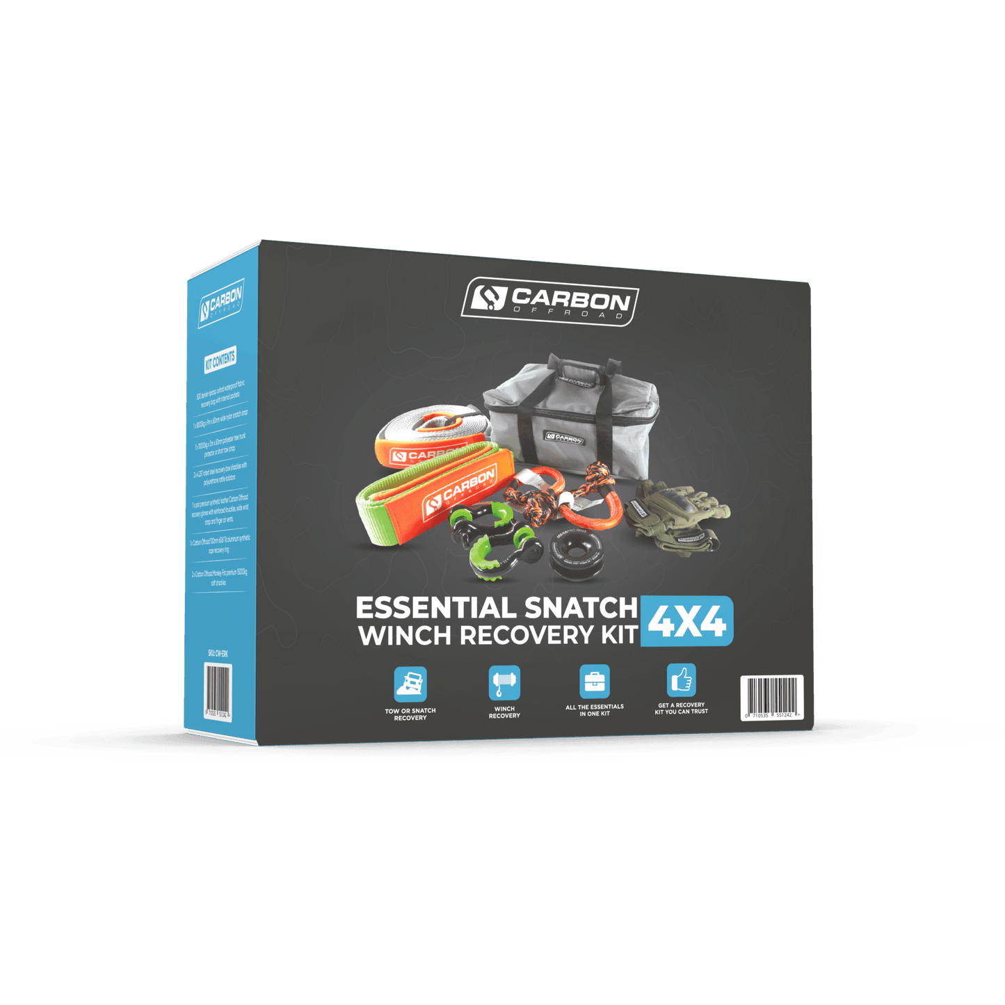Carbon Offroad Essential Snatch and Winch 4x4 Recovery Kit - NEW 2023 Update - CW-ERK 2